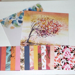 Scrapbook Kit, CARDSTOCK / Scrapbooking / Diario / Ephemera / Card Tag Making / Otoño / Hojas de Otoño / Pan de Oro / Hojas de Otoño