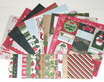 クリスマス カードストック | スクラップブッキング | ジャーナリング | エフェメラ | カード タグ作成 | ポインセチア | 雪だるま | ホット チョコレート | ココア | オーナメント