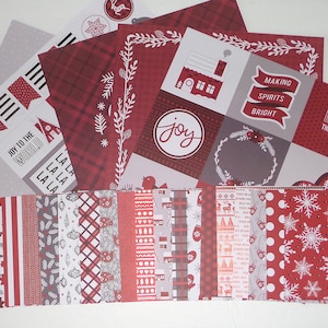 Kit de Scrapooking de Navidad CARDSTOCK / Diario / Ephemera /Marca de marca / Rojo y blanco / Mittens / Pájaro / Copo de nieve / Reno / árbol