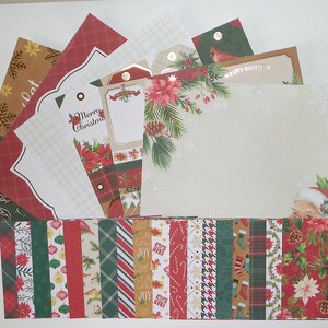 Zestaw do scrapbookingu Jednostronny KARTON, scrapbooking, tworzenie etykiet na karty, dziennikarstwo śmieciowe, Boże Narodzenie, poinsecja, ozdoba, pończocha, krata
