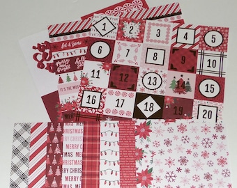 スクラップブックキット 6X6 片面カードストック スクラップブック、カードタグ作成、ジャンクジャーナリング、クリスマス、ポインセチア、スノーフレーク、クリスマスツリー