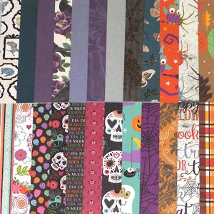 35 hojas de cartulina y papel, lote variado, álbumes de recortes, diario, fabricación de etiquetas de tarjetas, Día de los muertos,