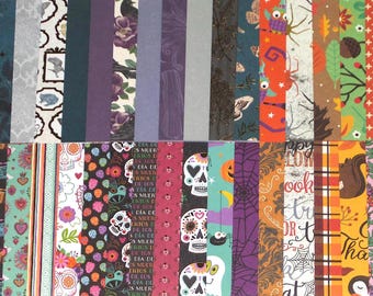 35枚のカードストックと紙、ミックスロット、スクラップブック、ジャーナリング、カードタグ作り、死者の日、