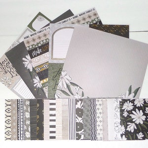 Kit de scrapbook / CARDSTOCK / Scrapbooking / Journaling / Ephemera / Card Tag Making / Floral / Flores / Textura de madera / Neutros / Diseñador
