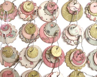 5個セット - 小さな春の花/鳥のジャンクジャーナルダングル、スクラップブッキング、エフェメラ