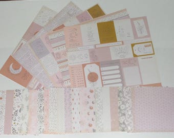 スクラップブッキング カードストック キット | スクラップブッキング | ジャーナリング | エフェメラ | カード タグ作成 | 神秘的 | 月 | 太陽 | 花柄 | 蝶