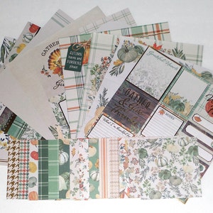 Kit de álbum de recortes de CARDSTOCK de una sola cara, Scrapbooking, Fabricación de etiquetas de tarjetas, Diario de chatarra, Otoño, Otoño, Calabaza, Calabaza, Floral, Lámina de oro