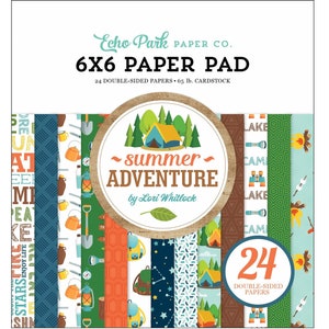 24 Sheets of Echo Park Paper Co. 6x6 Double Sided Cardstock, Summer Aventure, Item #SA180023