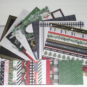 Kit de CARTULINA de Navidad / Scrapbooking / Journaling / Ephemera / Fabricación de etiquetas de tarjetas / Cuadros / Cono de pino / Lazos / Calcetín de Navidad