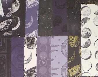 6X6両面カードストック13枚、スクラップブッキング、カードタグ作成、ジャンクジャーナリング、ハロウィン、ダークムーン、フクロウ、