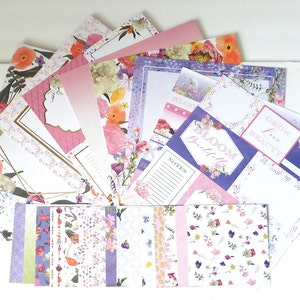 Kit de scrapbook de una sola cara CARDSTOCK, Scrapbooking, Card Tag Making, Journaling, Floral, Botánico, Jardín, Mariposas, Lámina de oro