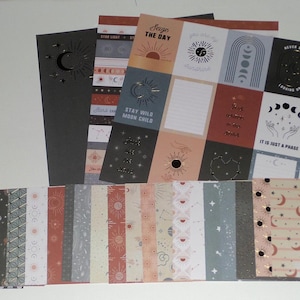 Enkelzijdige KAARTEN Kit | Plakboeken | Journalen | Tijdelijke verschijnselen | Kaarttags maken, dierenriem, sterren, maanconstellaties, melkwegstelsel, astrologie