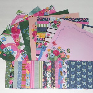 Kit de álbum de recortes / CARDSTOCK / Scrapbooking / Journaling / Ephemera / Card Tag Making / Floral / Flowers Gold Foil / Butterflies / Bee / Garden