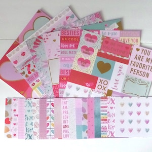 Kit d’album, papier cartonné simple face | Scrapbooking | Journal | Éphémères | Fabrication d’étiquettes de cartes | Valentine | Conversation Hearts | Amour