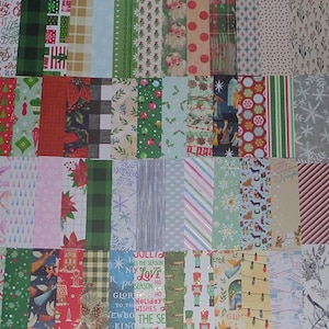 Christmas Themed Scrapbook Cardstock/Paper, Junk Journal, Card Tag Making, Random Mix with Hand-Sewn Pouch, Pick your choice