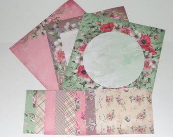 片面軽量カードストックキット | スクラップブッキング | ジャンクジャーナリング | エフェメラ | カードタグ作成 | 花柄 | カモメ | 鳥 | 巣の卵