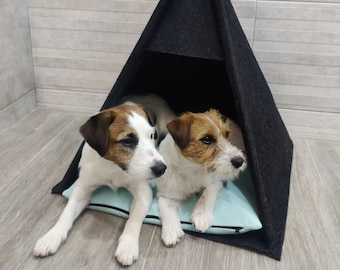 Dogs beds Puppy house, Small Teepee cat, bunny tent wood frame felt , any teepee dog, bunny bed pillow, pet Supplies small bed, pet bed name