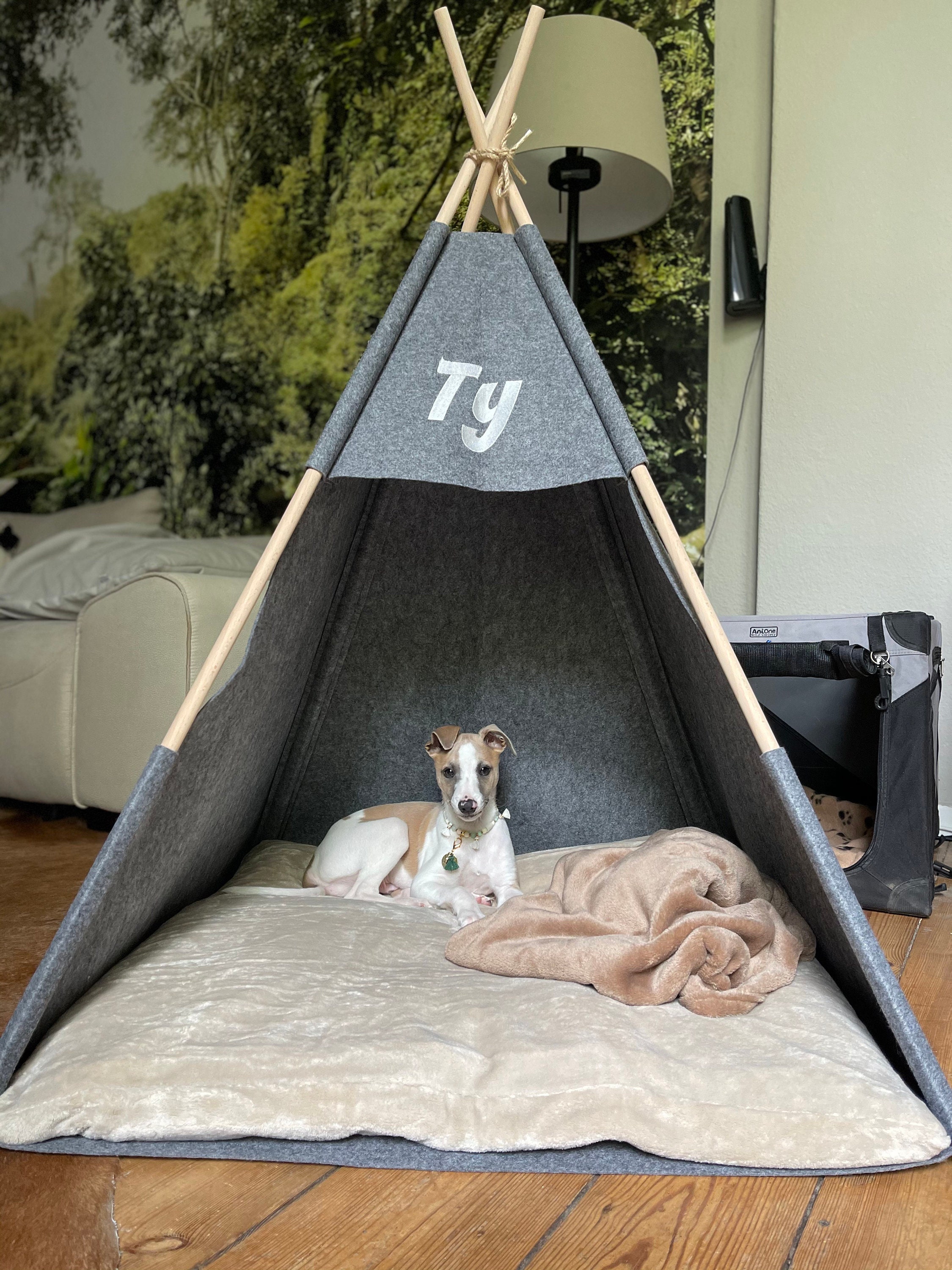Dog Bed Large Dogs Tent Personalized Teepee Pet Husky Dogs Bed Indoor Kennel House Grey Puppy Pet Bed Name for Bulldog Haustier tipi Mit Etsy Canada
