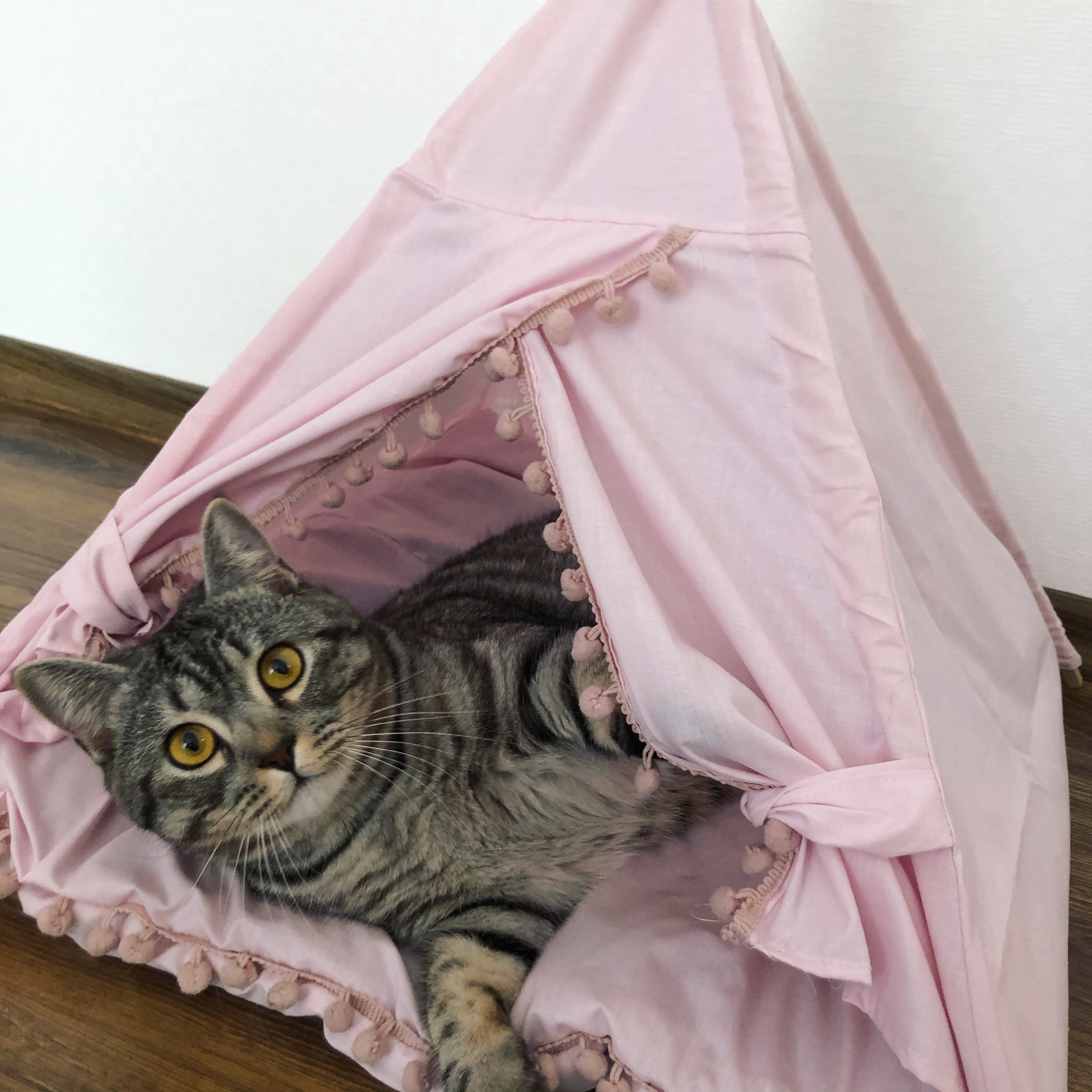Bunny bed House cave Pink bed for rabbit Boho bunny Tent Etsy