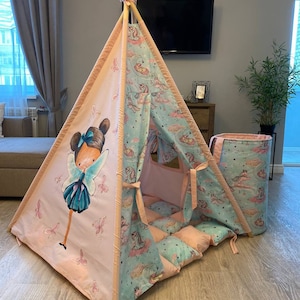 Teepee, Tent for kids Beige, Gray, Ivory with blocking system, LED Light, tipi tent, tent, Tent for Play, Girls Room Decor, kids furniture
