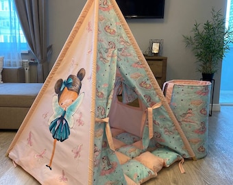 Teepee, Tent for kids Beige, Gray, Ivory with blocking system, LED Light, tipi tent, tent, Tent for Play, Girls Room Decor, kids furniture