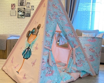 Toddler Teepee gift for kids for girl with stabiliser active play individual pattern and personalisation as you wish Perfect plaything