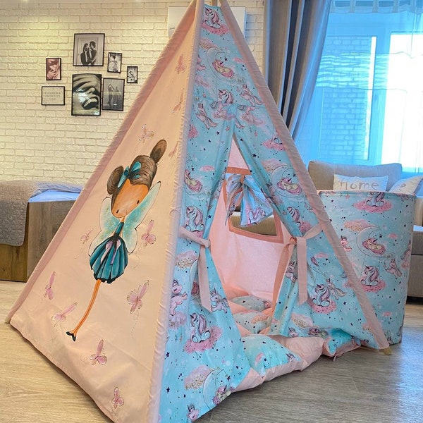 Original Toddler Teepee for girl with stabilizer active Game individual drawing and personalization according to your wishes Ideal Gift kids