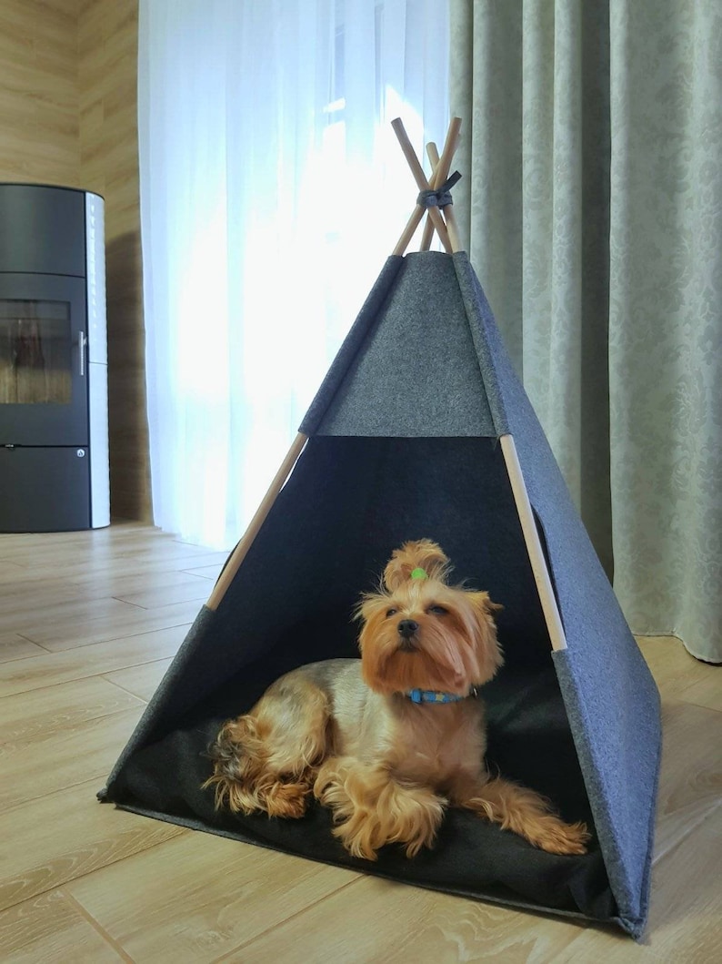 Dog Teepee Bed Puppy Tent Gray Blacksoft Eco Friendly Felt of Etsy