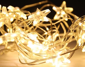 Star LED Fairy Lights: Battery Operated Warm White Garland, Christmas winter decoration, a marvelous, starry interior atmosphere