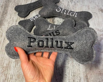 Pet toy dog bone, Personalized felt Dog Bone, Embroidered Name Dog, Dog toys, Gift dog pet, Personalized Felt Dog pillow Toy: Custom Gift