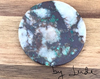 Polished jasper disc - planetary look - perfect for wire wrapping