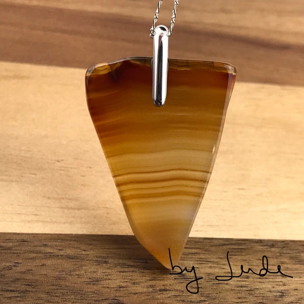 Brazilian agate pendant with sterling silver bail. Your choice of leather cord, silver-plated chain, or sterling silver chain.