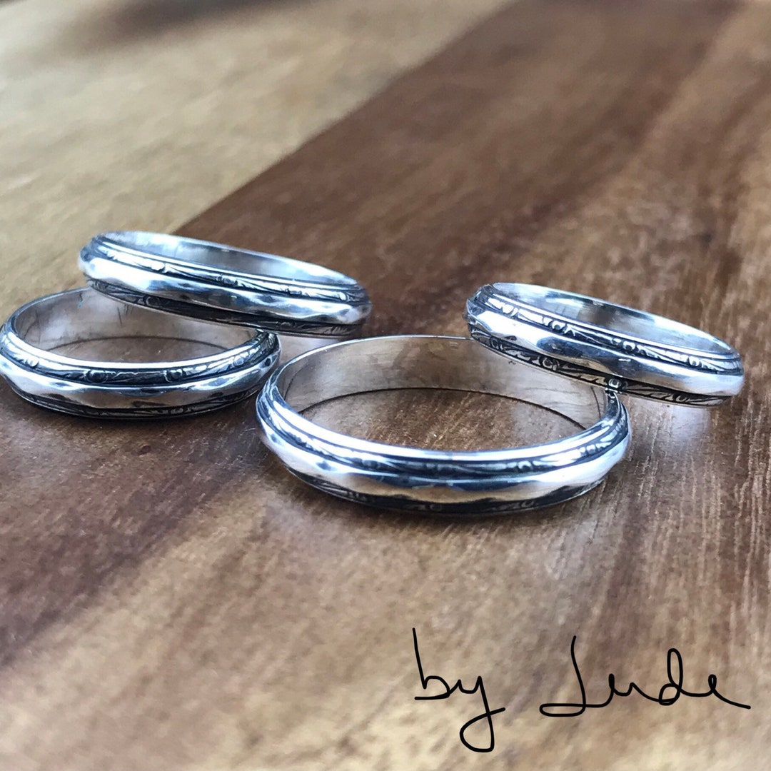 Silver Patterned Rings Sterling Silver Patterned Ring Bands - Etsy
