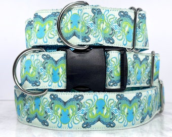 Octopus Dog Collar Martingale or Buckle 1.5 inch Wide