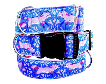 Frolicking Fox Dog Collar 1.5 inch Wide Buckle, Martingale,  or Martingale with Buckle