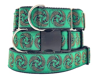 Celtic Raven Dog Collar Martingale or Buckle 1.5 inch Wide