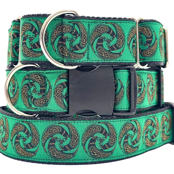 Celtic Raven Dog Collar Martingale or Buckle 1.5 inch Wide