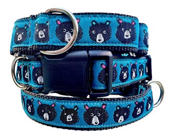 Bear Martingale or Buckle Dog Collar 1 inch Wide