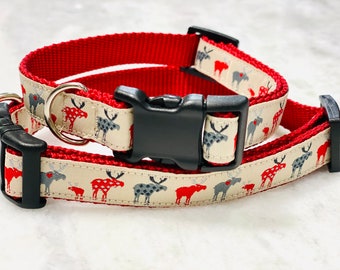 Moose Dog Collar .75 Inch Wide, Martingale or Buckle