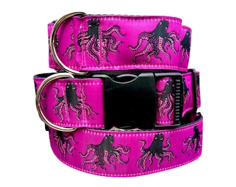Octopus Dog Collar 1.5 inch Wide Martingale or Buckle