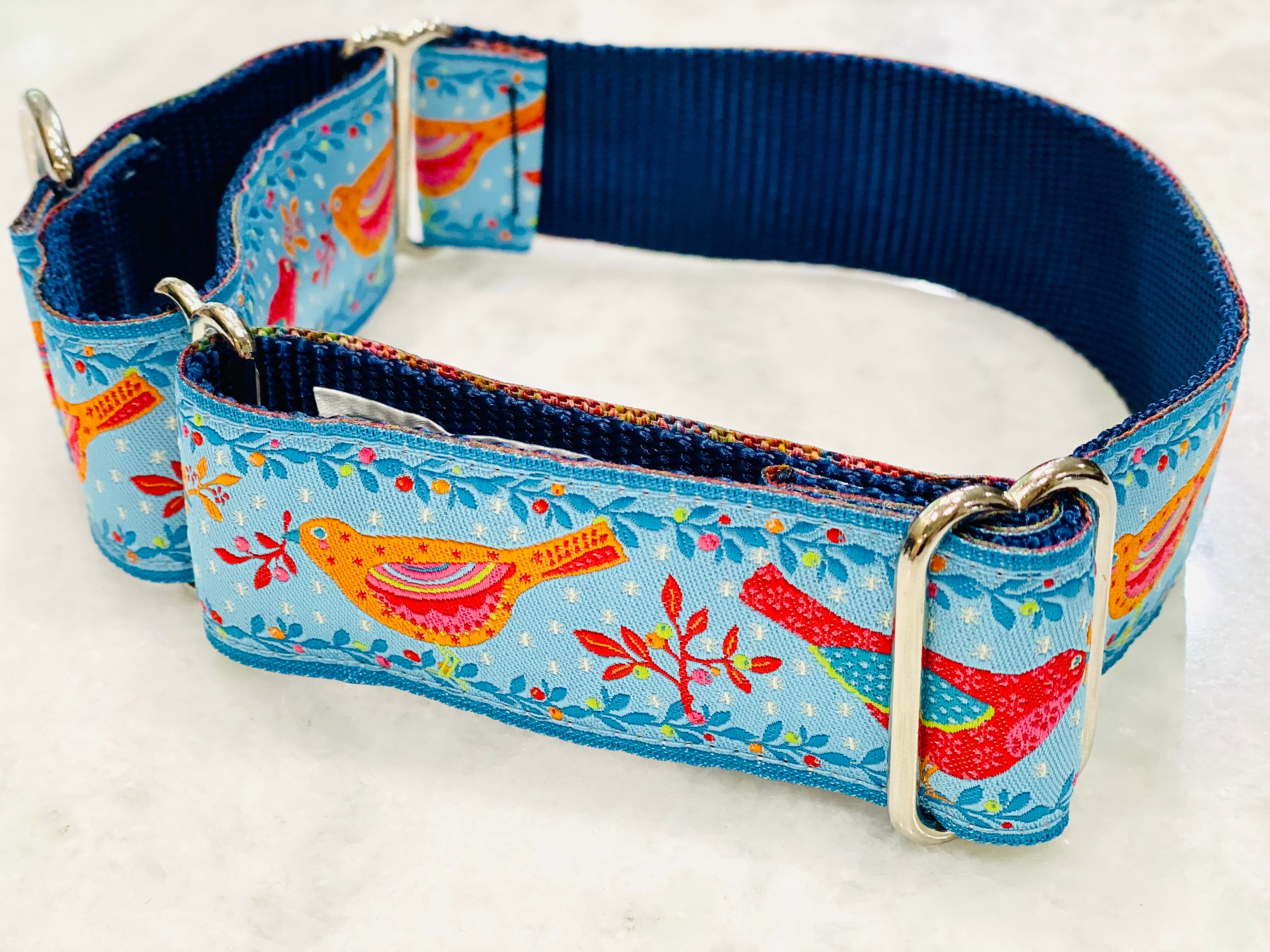 Colorful Birds Dog Collar 1.5 Martingale or Flat Buckle Etsy