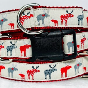 Moose Dog Collar 1 inch Buckle or Martingale