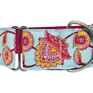 Pastel Floral Dog Collar 2-inch Martingale