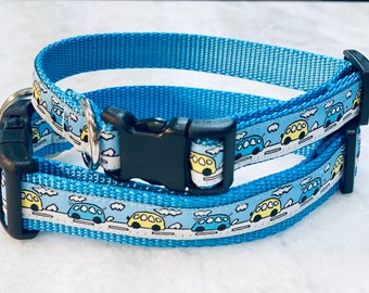 Happy Camper / Bus Dog Collar Martingale or Buckle 1 inch Wide