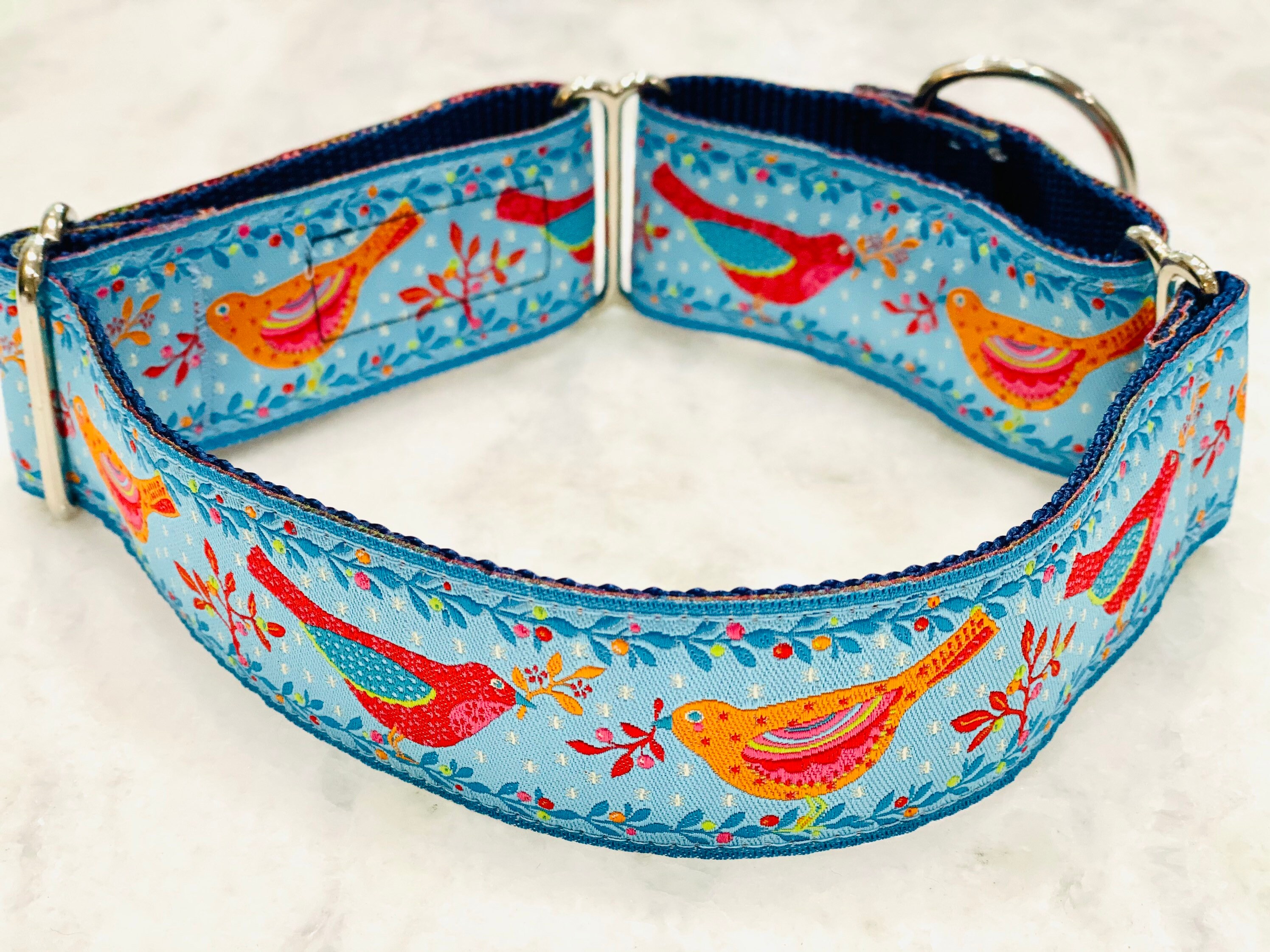 Colorful Birds Dog Collar 1.5 Martingale or Flat Buckle Etsy