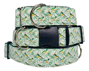 Parrot Bird Dog Collar Tropical 1.5 inch Wide Martingale or Buckle