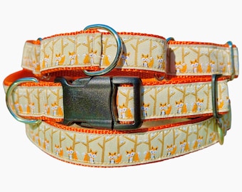 Fox Dog Collar Martingale or Buckle 1 inch Wide