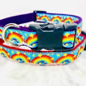 Rainbow Dog Collar Martingale or Buckle 3/4 inch Wide LGBTQ Pride