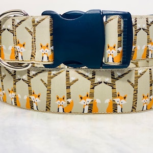 Fox Dog Collar Martingale or Buckle 1.5 inch Wide
