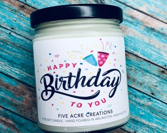 Happy Birthday candle - Gift for her birthday - Hand poured soy wax - bday gifts - present for b-day - for him or her -  bff - mom - sister